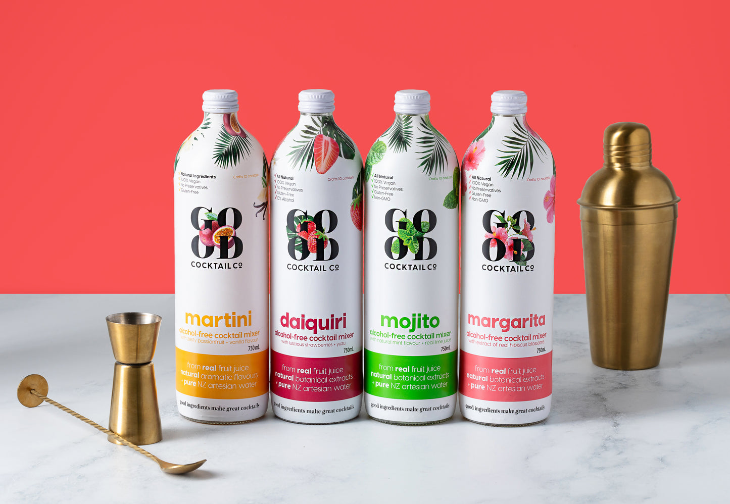 Mixed Box of Four bottles of Good Cocktail Mix - Martinin, Mojito, Margarita & Daquiri.