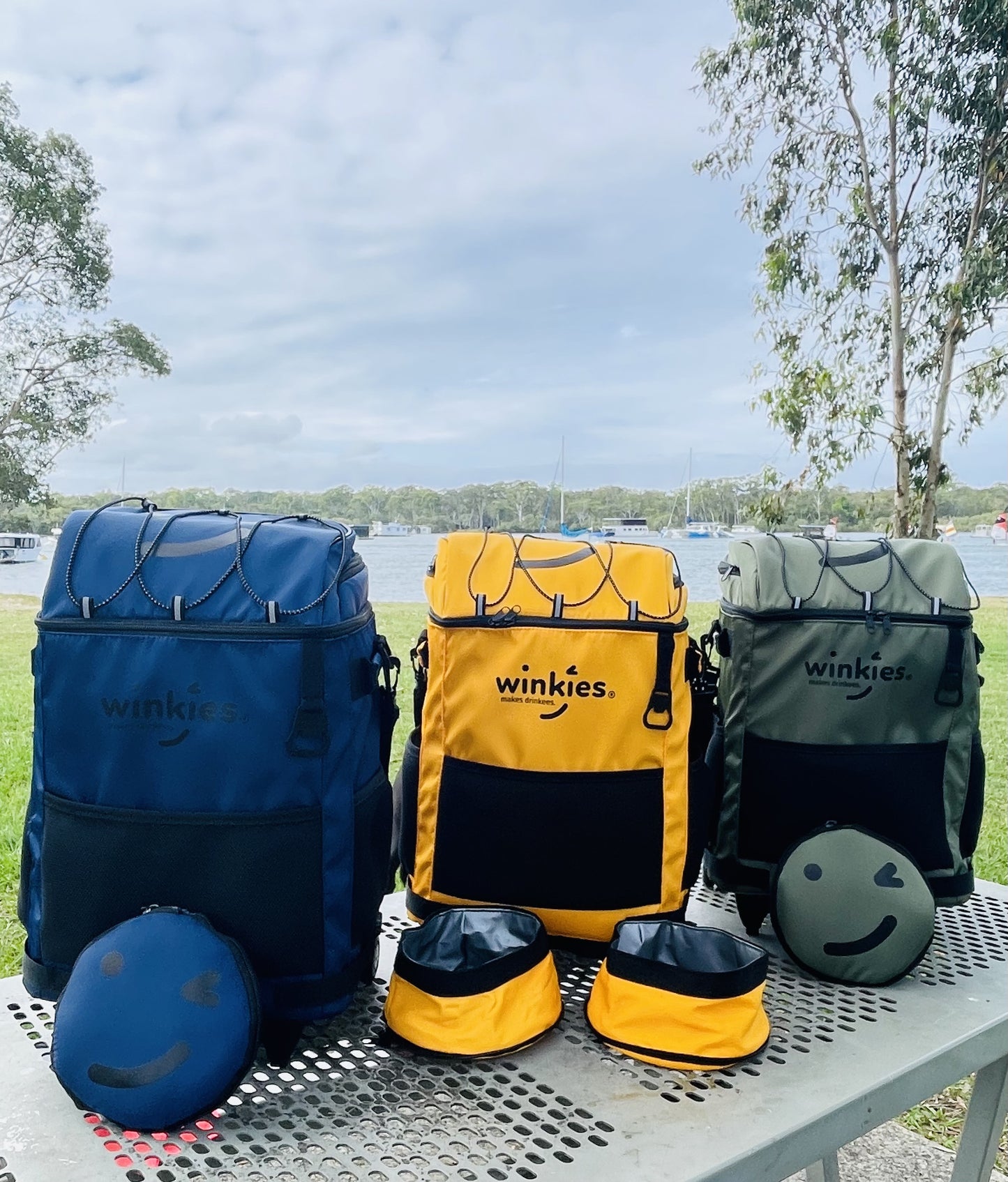 Wheeled Soft Cooler with Drain Plug & Water Bowl Set - Navy