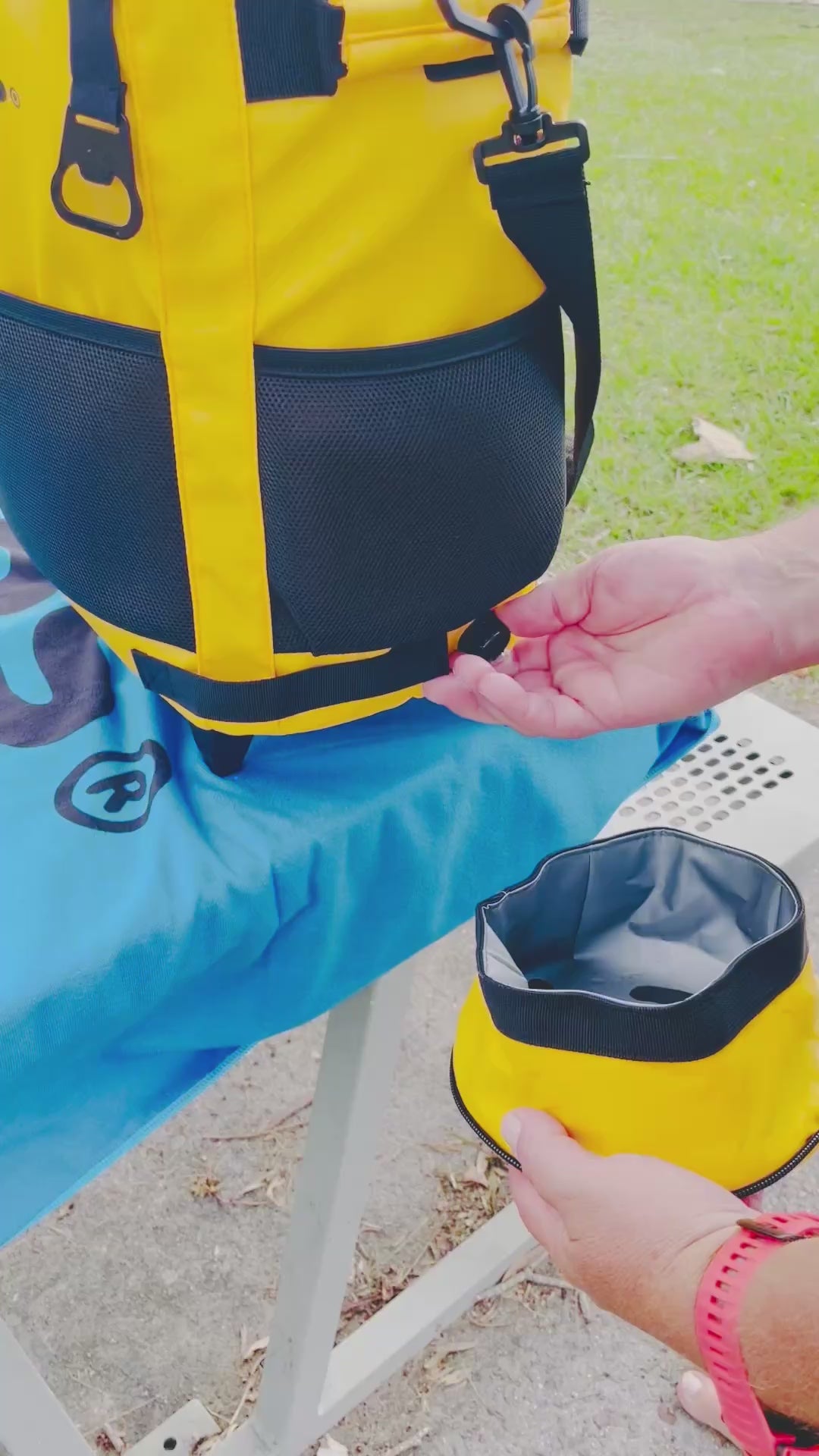 Wheeled Soft Cooler with Drain Plug & Water Bowl Set - Tangarine